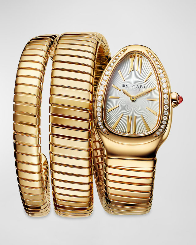 Serpenti Tubogas 18K Yellow Gold 35mm Double Spiral Bracelet Watch